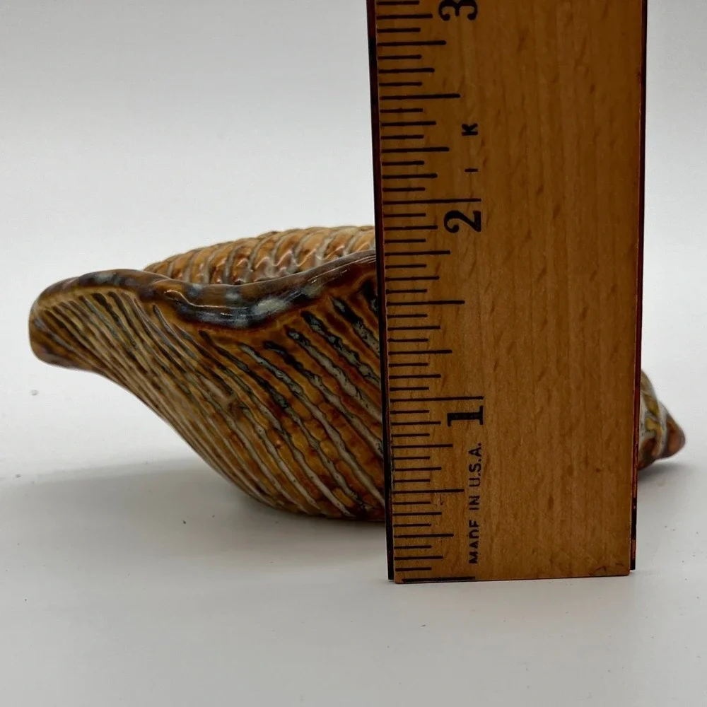Vintage Ceramic Conch Shell Planter Vase 4.5in Brown Coastal Home Decor